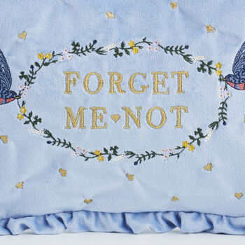 Forget Me Not Blue Velvet Embroidered Pouch, 3 of 7