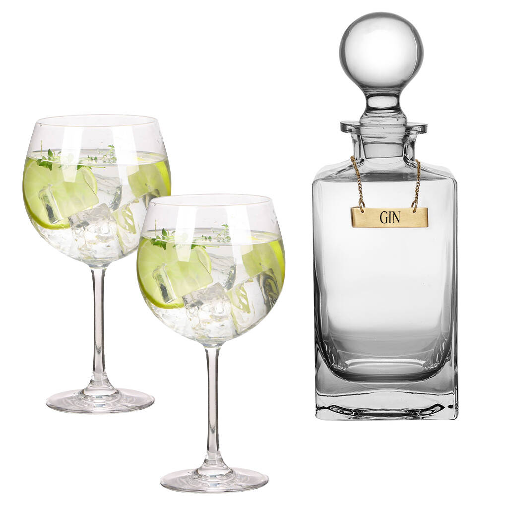 Personalised Gin Decanter With Glasses By Dibor