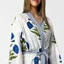 White And Blue Flower Print Cotton Dressing Gown Kimono, thumbnail 2 of 9