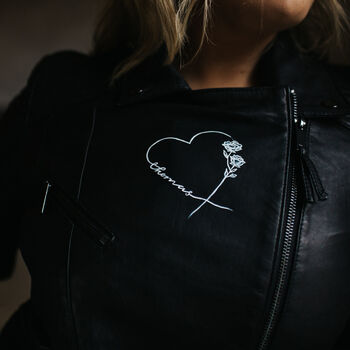 Personalised Calligraphy Bridal Leather Biker Jacket, 8 of 12