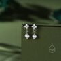 Genuine Pearl And Hydrangea Flower Cz Drop Earrings, thumbnail 3 of 12