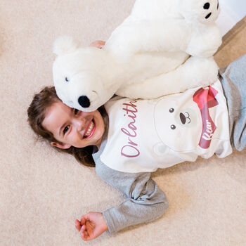 Personalised Grey Polar Bear Family Christmas Pyjamas, 10 of 12