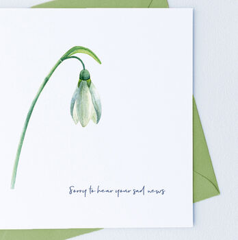 Snowdrop Card, Bereavement Sympathy Card ..Botanical 01, 3 of 3