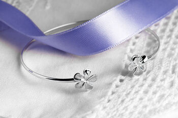 Dainty Jasmine Flower Sterling Silver Bangle, 2 of 10