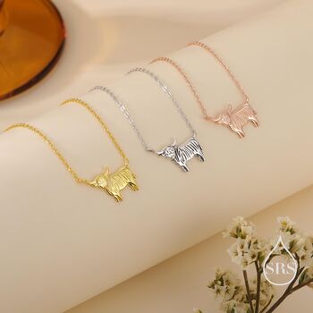 Tiny Highland Cow Pendant Necklace In Sterling Silver, 5 of 12