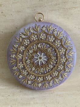 Purple Circular Raw Silk Bangle Clutch Bag, 8 of 11