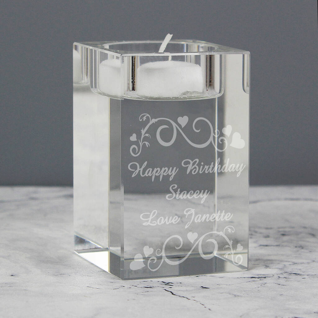 Personalised Ornate Swirl Glass Tea Light Holder, 1 of 9