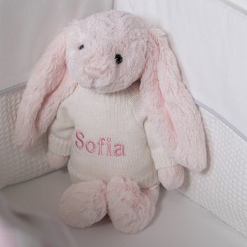 Personalised White And Pink Bathrobe With Bunny Ears, 5 of 8