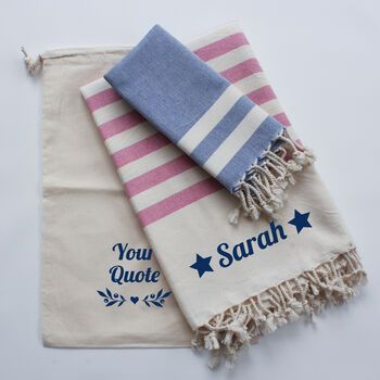 Personalised Cotton Beach Towel Set, 2 of 12