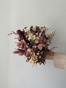 Blush And Burgundy Dried Flower Bouquet, 3 of 6
