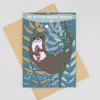 Otter With Present Christmas Card, 3 of 3