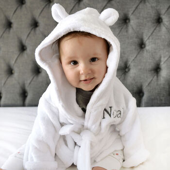 Personalised White Baby Gown And Teddy Comforter Set, 10 of 12
