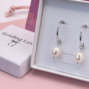 Baroque Pearl Hoops In Gold And Silver, 6 of 7