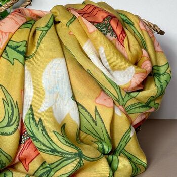 Anemone Print Scarf In Yellow, 2 of 4