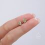 Sterling Silver Trillion Cut Genuine Peridot Stud Earrings, thumbnail 5 of 12