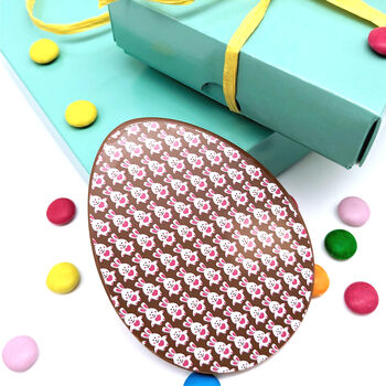 Small Chocolate Easter Egg Flegg With Bunny Pattern, 2 of 5