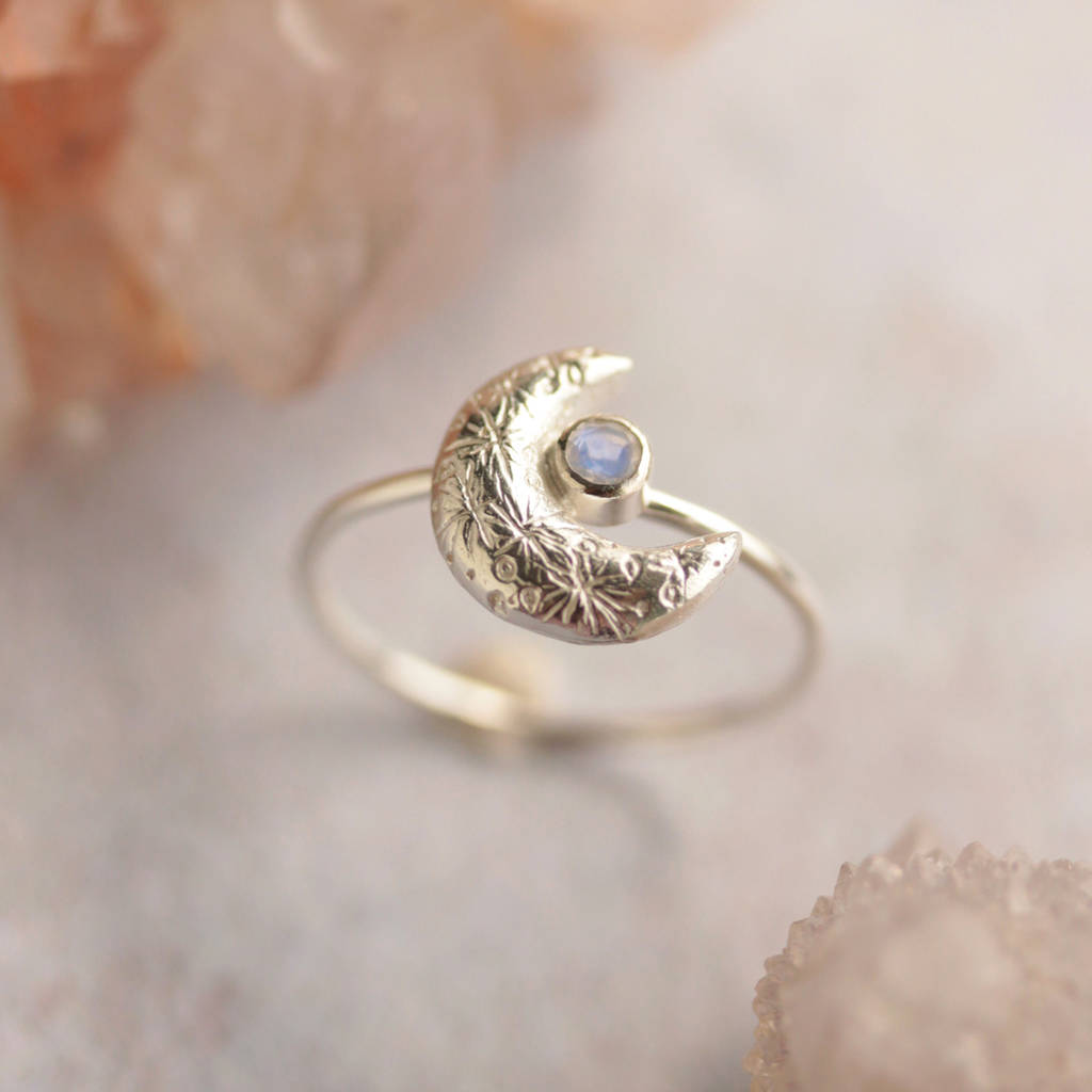 silver moon ring with moonstone by astrid and rose | notonthehighstreet.com