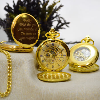 Gold Personalised Pocket Watch With Roman Numerals, 2 of 5