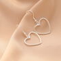 Sterling Silver Open Heart Hanging Earrings, thumbnail 3 of 3