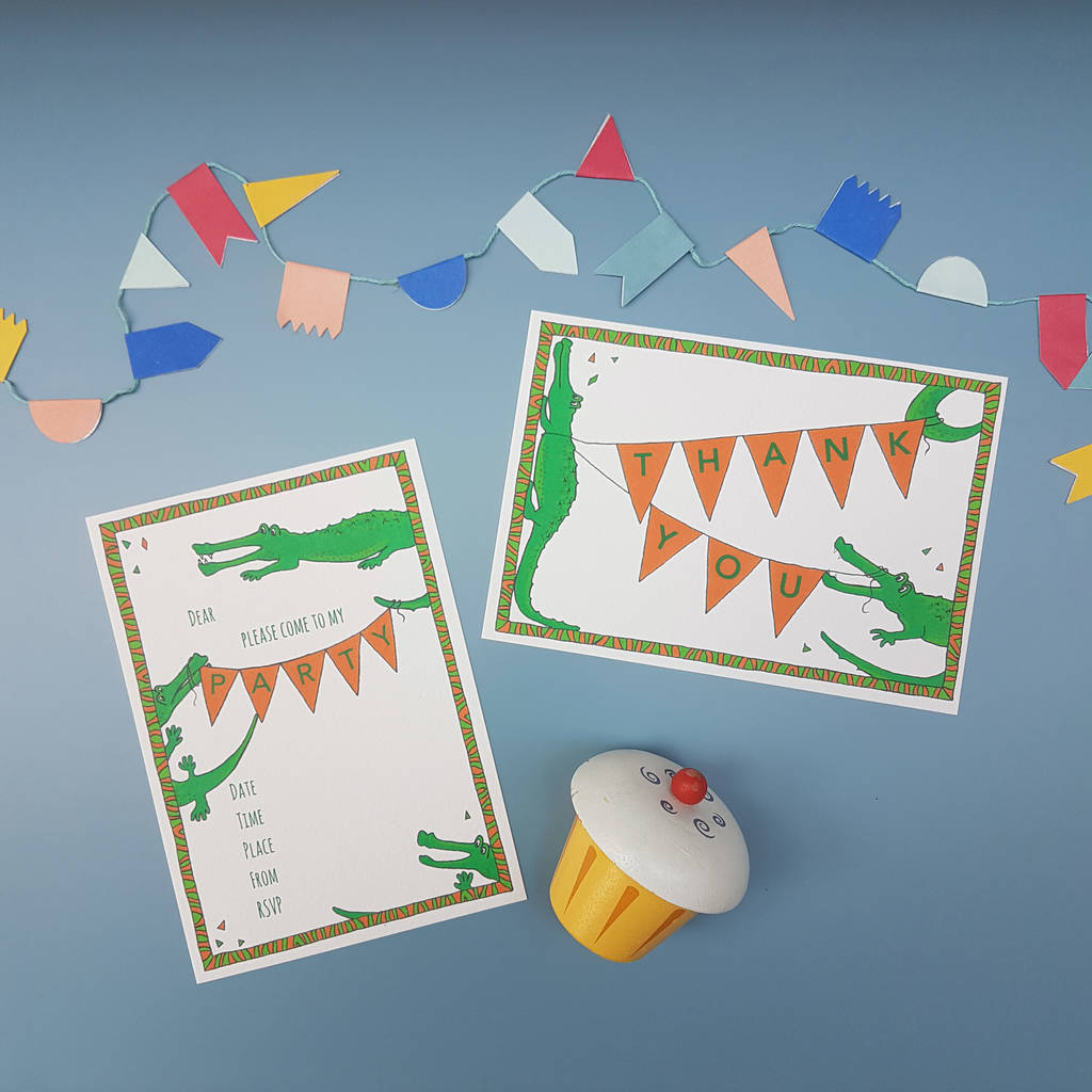 Crocodile Party Invitation And Thank You Notecards, 1 of 6