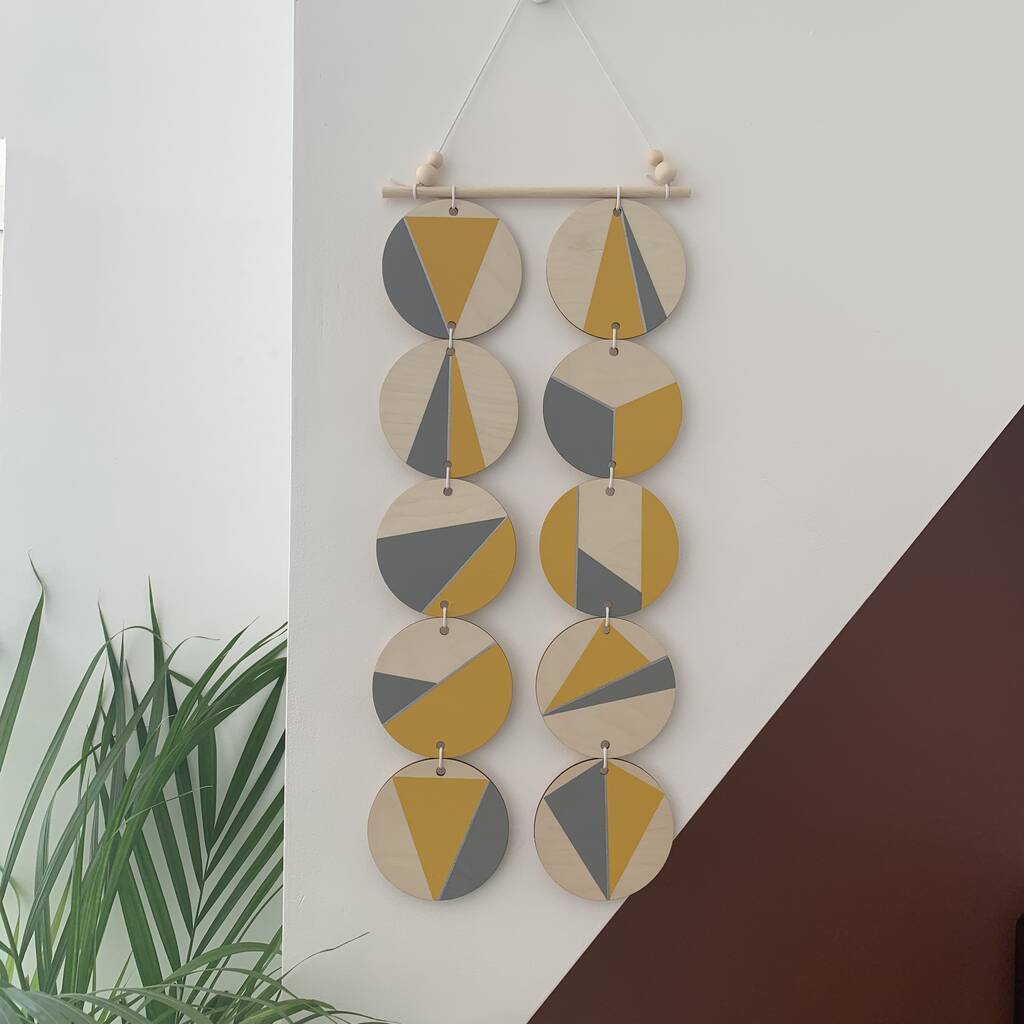 Yellow And Grey Wall Hanging Art Geometric Decor, 1 of 4