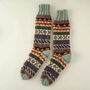 Fair Isle Hand Knitted Wool Socks, thumbnail 3 of 10