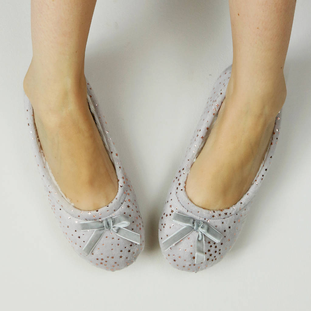 Rose Gold Star Velvet Ballet Slippers By Hayley & Co | notonthehighstreet.com