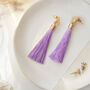 Gold Plate And Lavender Purple Drop Earrings, thumbnail 1 of 3