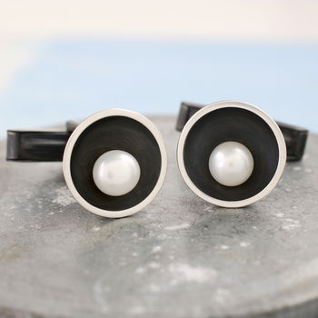 Black Pearl Cufflinks. 30th Anniversary Gift For Him, 9 of 12