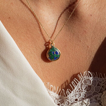 18k Gold Vermeil Plated Azurite May Birthstone Necklace, 2 of 4