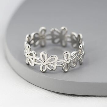 Sterling Silver Forget Me Not Flower Infinity Ring, 2 of 9