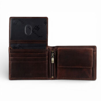 Personalised Men's Brown Leather Rfid Trifold Wallet, 2 of 5