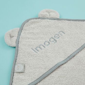 Personalised Small Grey Hooded Towel, 2 of 6