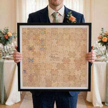 Wooden Jigsaw Alternative Wedding Guest Book, 11 of 12