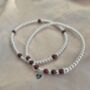 Sterling Silver January Garnet Personalised Heart Bracelet Set Of Two Stacking Bracelets: January Birthstone Stacking Jewellery, thumbnail 6 of 6