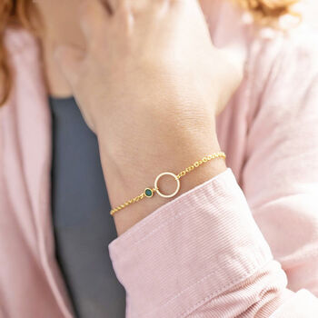 Minimalist Gold Plated Circle Birthstone Bracelet, 6 of 10