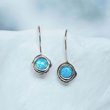 Handmade Organic Opal Silver Hook Earrings, 2 of 7