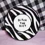 'Ditch The Diet' Zebra Print Glazed Ceramic Pasta Bowl, thumbnail 1 of 2