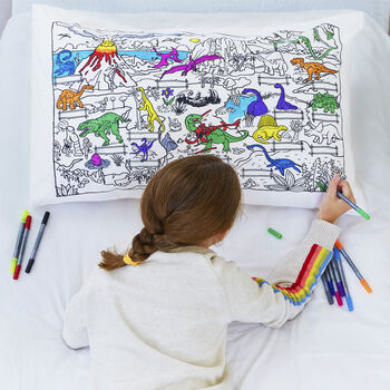Dinosaur Pillowcase Kit + 10 Pens, Colour In And Learn, 3 of 6