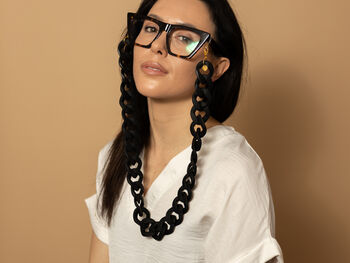 Iris Chunky Black Matte Large Acrylic Statement Chain And Necklace Gift Set, 5 of 7