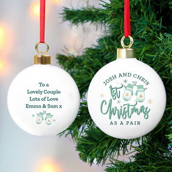 Personalised Couples 1st Christmas As A Pair Bauble, 4 of 5