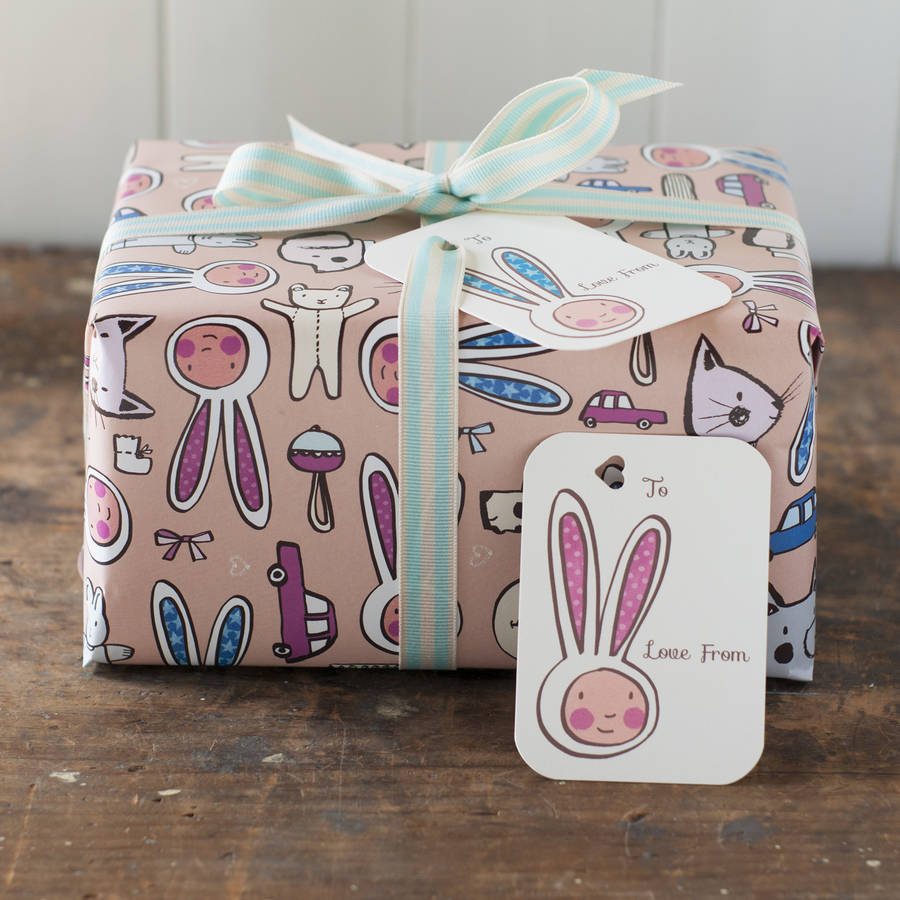 cute unisex new baby wrapping paper by moobaacluck