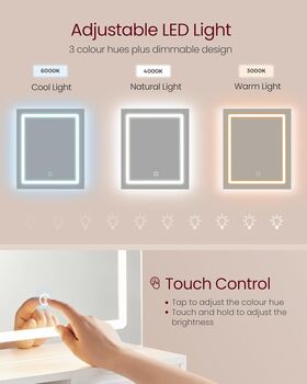 LED Vanity Table Makeup Desk With Power Outlet, 4 of 6