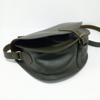 Leather Saddle Bag Crossbody Sam In Khaki Green, 3 of 6