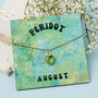 Gold Plated August Peridot Necklace Card, thumbnail 1 of 7