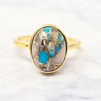 Statement Opal Turquoise Gemstone Gold Vermeil Ring, 5 of 6