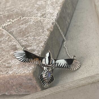Sterling Silver Eagle Moonstone Necklace, Spirit Animal, 7 of 12