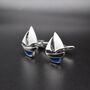 Sailboat Silver Cufflinks Gift For Men 316 L Stainless Steel Nautical Accessory, thumbnail 2 of 6