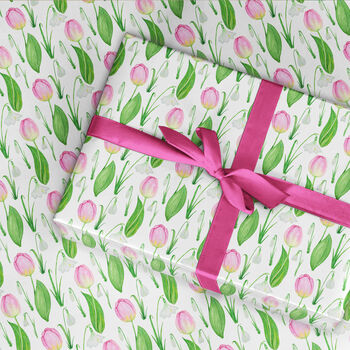 Snowdrops And Tulips Wrapping Paper Roll Or Folded, 2 of 3