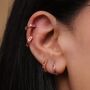 Pink Crystal Huggie Hoop Earrings 925 Silver, thumbnail 2 of 7